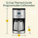12-Cup Programmable Coffee Maker with Thermal Carafe, 1-4 Cup Setting, Brew Strength Control and Brew Pause, Stainless Steel, Silver